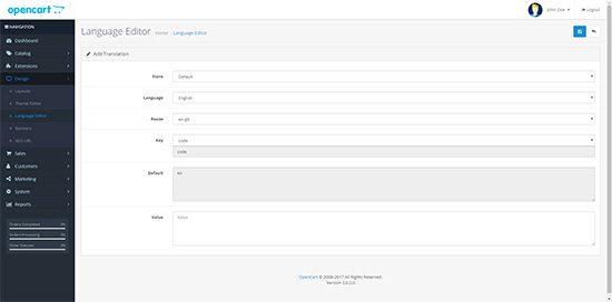opencart 3 language editor